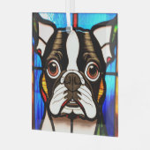 Boston Terrier "Glas in lood" Glas Ornament (Voorkant links)