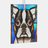 Boston Terrier "Glas in lood" Glas Ornament (Voorkant Rechts)