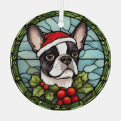 Boston Terrier Glas in lood Kerst Glas Ornament (Achterkant)