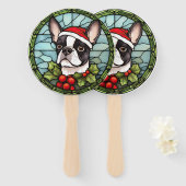 Boston Terrier Glas in lood Kerst Handwaaier (Voorkant en achterkant)
