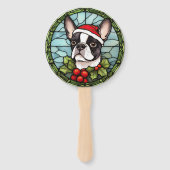 Boston Terrier Glas in lood Kerst Handwaaier (Voorkant)