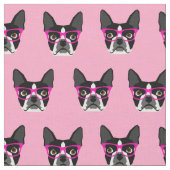 Boston Terrier Glasses - roze stof (Close Up)
