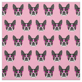 Boston Terrier Glasses - roze stof