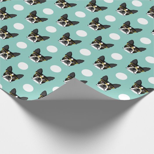 Boston Terrier Glasses wrapping Paper Cadeaupapier (Hoek)