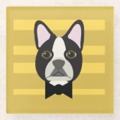 Boston Terrier Glazen Onderzetter (Voorkant)