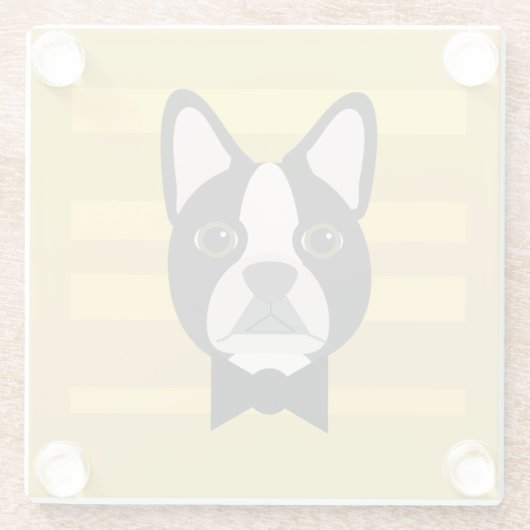 Boston Terrier Glazen Onderzetter (Achterkant)