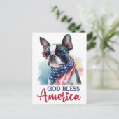 Boston Terrier, God zegene Amerika Briefkaart (Staand voorkant)