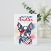 Boston Terrier, God zegene Amerika Briefkaart (Staand voorkant)
