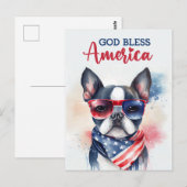 Boston Terrier, God zegene Amerika Briefkaart (Voorkant / Achterkant)