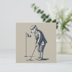 Boston Terrier Golf Vintage Hond Golfen Boston Moe Kaart