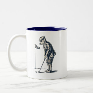 Boston Terrier Golf Vintage Hond Golfen Boston Moe Tweekleurige Koffiemok