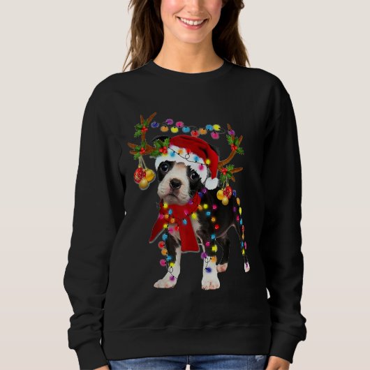 Boston Terrier Gorprachtige Reindeer Light Wire Fo Trui (Voorkant)