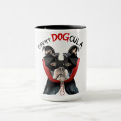 Boston Terrier Grappig Count DOGcula Halloween Mok (Midden)