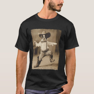 Boston Terrier Grappige Hond Dwaas Cowboy T-shirt