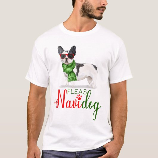 Boston Terrier Grappige Kerstmis Vlooien Navidog T-shirt (Voorkant)
