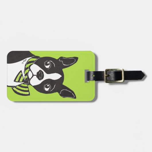 Boston Terrier Green Bagagelabel (Voorkant horizontaal)