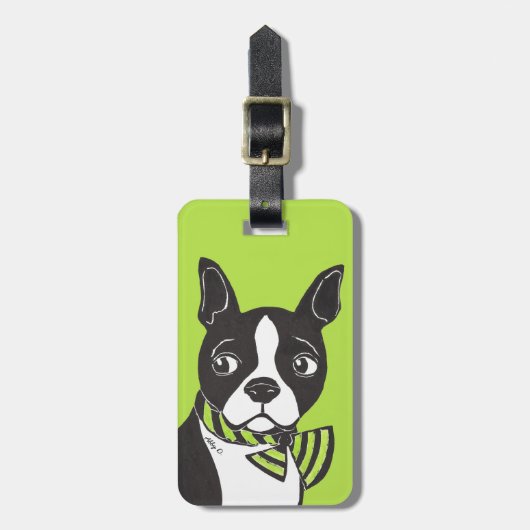 Boston Terrier Green Bagagelabel (Voorkant verticaal)