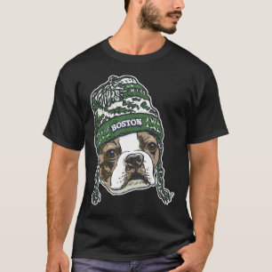 Boston Terrier Green Beanie T-shirt