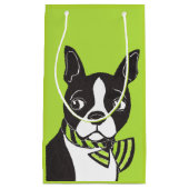 Boston Terrier Green Glossy Gift Bag Klein Cadeauzakje (Voorkant)