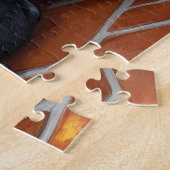 Boston Terrier Haard met Kerstverlichting Legpuzzel (Zijkant)