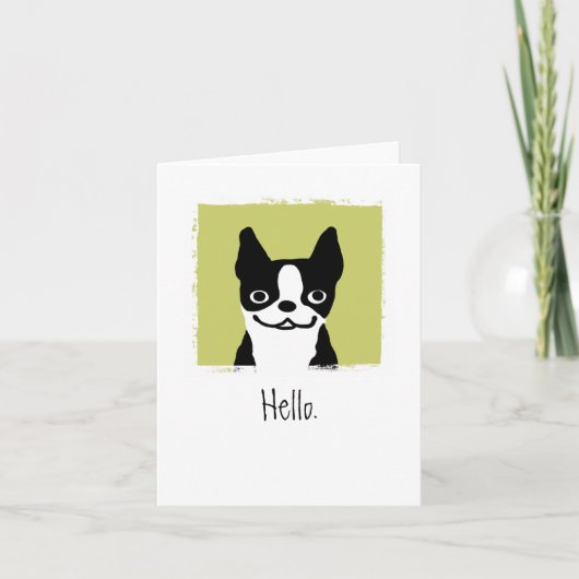 Boston Terrier "Hallo" | Aangepast Cute Cartoon Do Kaart (Voorkant)