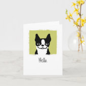 Boston Terrier "Hallo" | Aangepast Cute Cartoon Do Kaart (Gele Bloem)