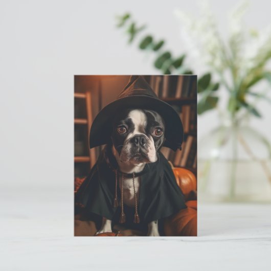 Boston Terrier Halloween Briefkaart (Staand voorkant)