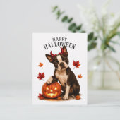 Boston Terrier Halloween Briefkaart (Staand voorkant)
