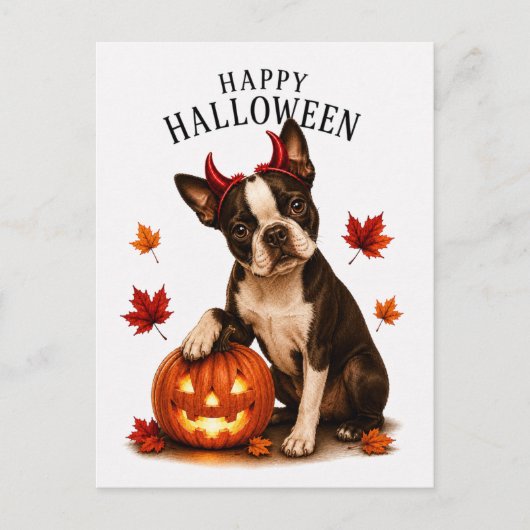 Boston Terrier Halloween Briefkaart (Voorkant)