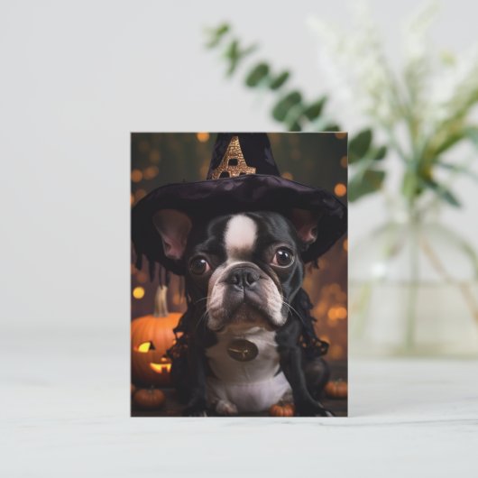 Boston Terrier Halloween Briefkaart (Staand voorkant)