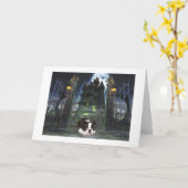 Boston Terrier Halloween Card Kaart (Gele Bloem)