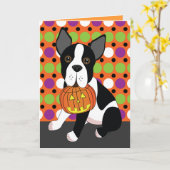 Boston Terrier Halloween Card Kaart (Gele Bloem)