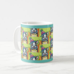 BOSTON TERRIER HALLOWEEN CLOWN, CLASSIC DOG MOK