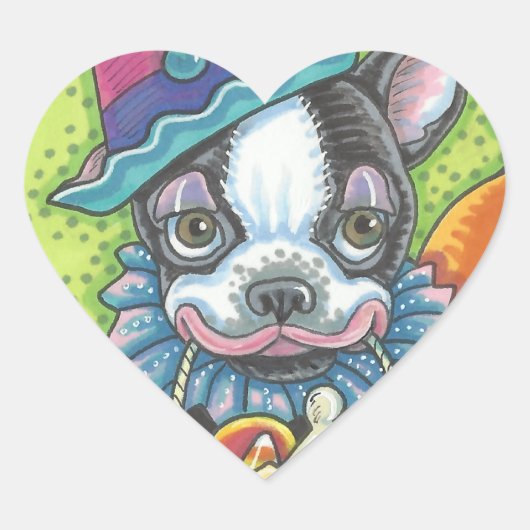 BOSTON TERRIER HALLOWEEN CLOWN STICKER SHEET Heart (Voorkant)