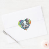 BOSTON TERRIER HALLOWEEN CLOWN STICKER SHEET Heart (Envelop)