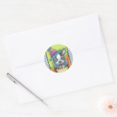 BOSTON TERRIER HALLOWEEN CLOWN STICKER SHERound (Envelop)