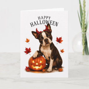 Boston Terrier Halloween Duivels Hond Kaart