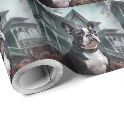 Boston Terrier Halloween eng Cadeaupapier (Rol Hoek)