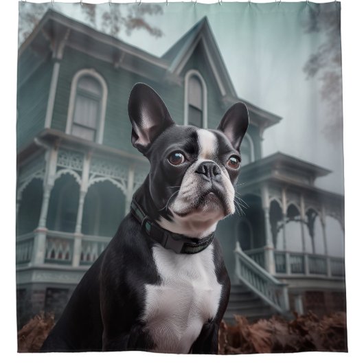 Boston Terrier Halloween eng Douchegordijn (Voorkant)