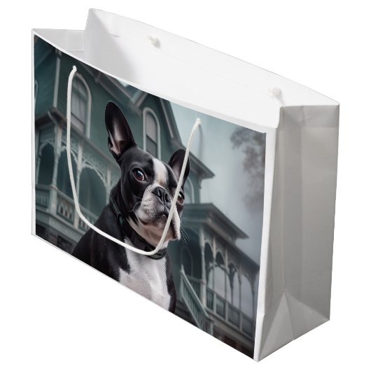 Boston Terrier Halloween Eng Groot Cadeauzakje (Voorkant Gekanteld)