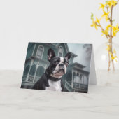 Boston Terrier Halloween eng Kaart (Gele Bloem)