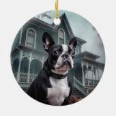 Boston Terrier Halloween eng Keramisch Ornament (Achterkant)
