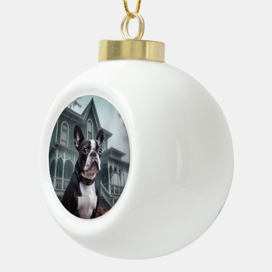 Boston Terrier Halloween eng Keramische Bal Ornament (Rechts)