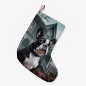 Boston Terrier Halloween eng Kleine Kerstsok (Voorkant (Hangend))