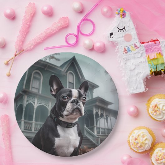 Boston Terrier Halloween eng Papieren Bordje (Feest)