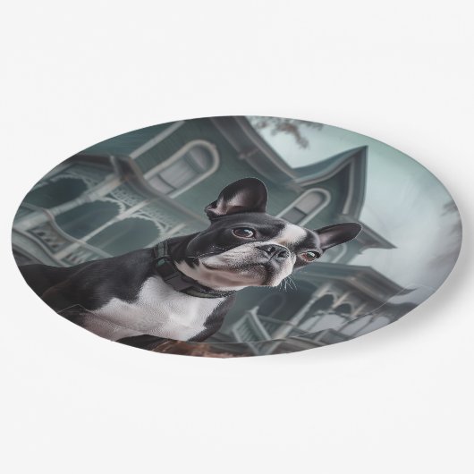 Boston Terrier Halloween eng Papieren Bordje (Gekanteld)