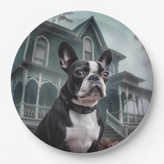 Boston Terrier Halloween eng Papieren Bordje (Voorkant)