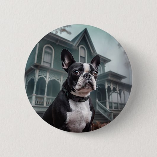 Boston Terrier Halloween eng Ronde Button 5,7 Cm (Voorkant)