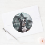 Boston Terrier Halloween eng Ronde Sticker (Envelop)