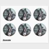 Boston Terrier Halloween eng Ronde Sticker (Vel)